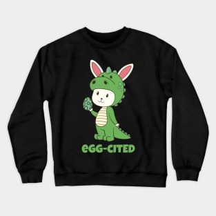 Egg-Cited Easter T Rex Dinosaur Eggcited For Kids Crewneck Sweatshirt